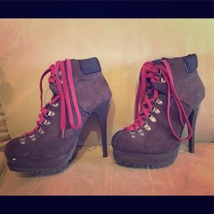 NWOT. Heeled hiking- style boots- Sexy!